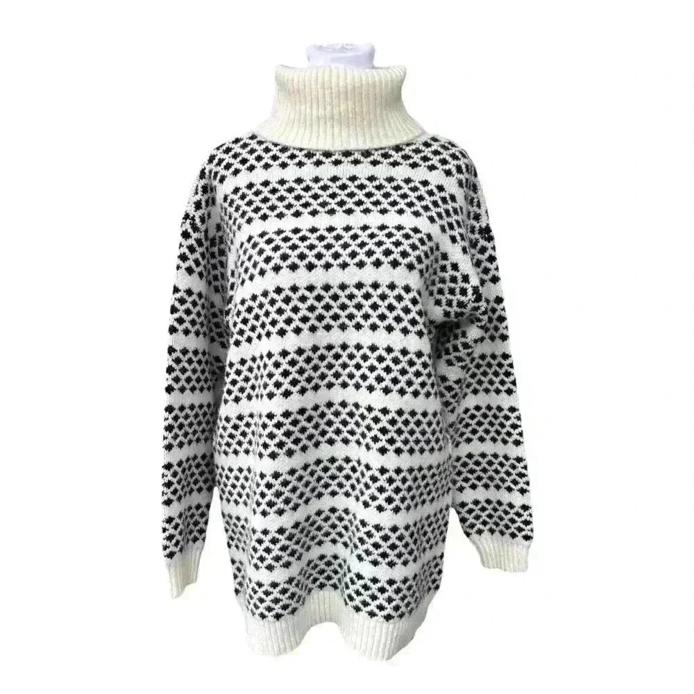 Ann Taylor Geo Striped Tunic Turtleneck Sweater Size Small